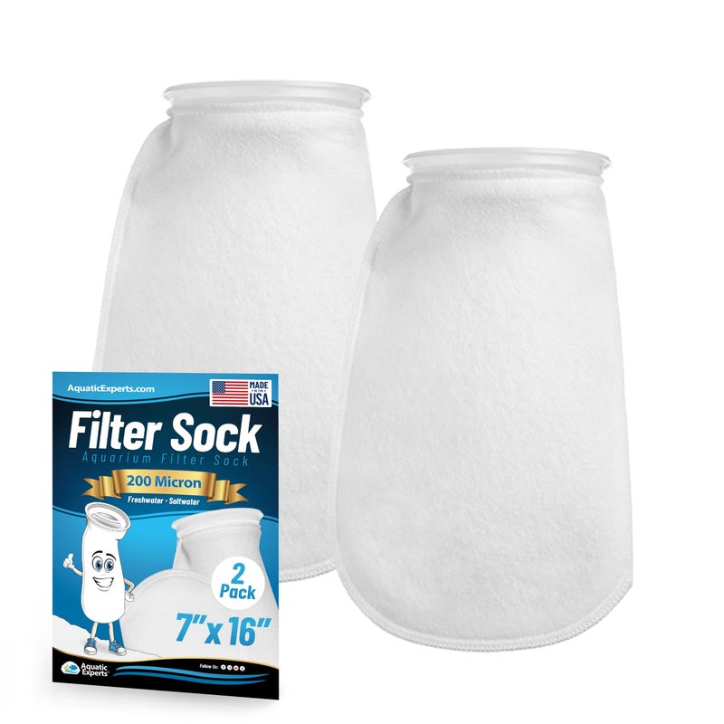 Aquatic Experts 7 inch Ring Filter Socks 200 Micron, Filter Socks for Saltwater Aquarium, Sump Filter Sock, Felt Aquarium Socks, Reef Filter Sock (2 Pack, 7" x 16") - Image 1